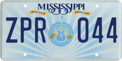 MS license plate ZPR044