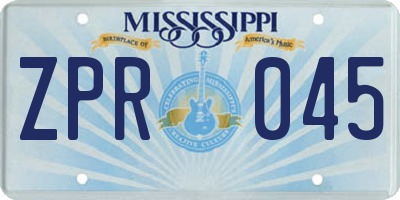 MS license plate ZPR045