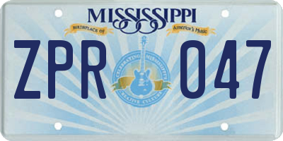 MS license plate ZPR047