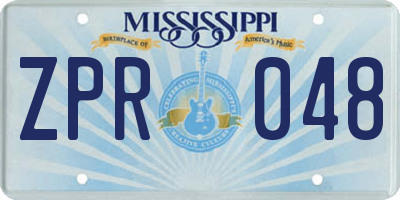 MS license plate ZPR048