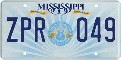 MS license plate ZPR049