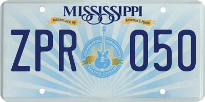 MS license plate ZPR050