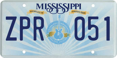 MS license plate ZPR051