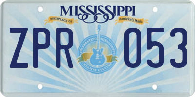 MS license plate ZPR053