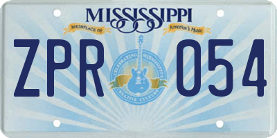 MS license plate ZPR054
