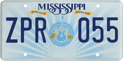 MS license plate ZPR055