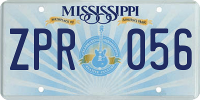 MS license plate ZPR056