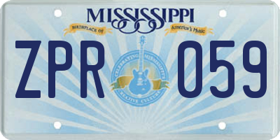 MS license plate ZPR059