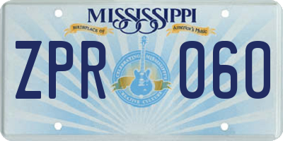 MS license plate ZPR060