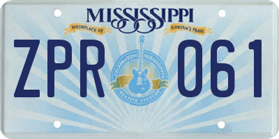 MS license plate ZPR061