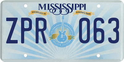 MS license plate ZPR063