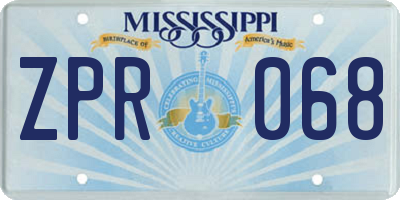MS license plate ZPR068
