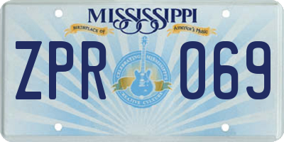 MS license plate ZPR069