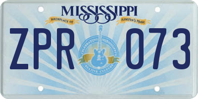 MS license plate ZPR073