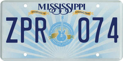 MS license plate ZPR074