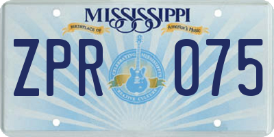 MS license plate ZPR075