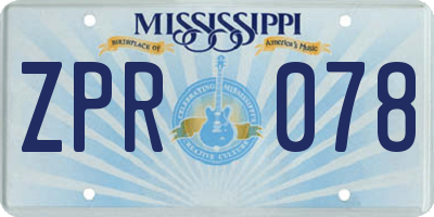 MS license plate ZPR078