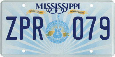 MS license plate ZPR079