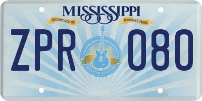 MS license plate ZPR080
