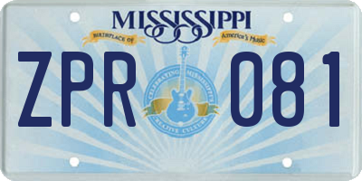 MS license plate ZPR081
