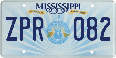 MS license plate ZPR082