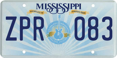 MS license plate ZPR083