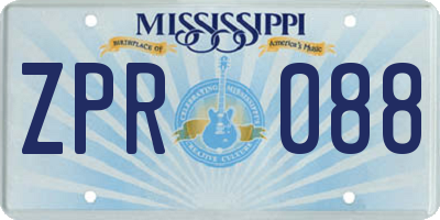 MS license plate ZPR088