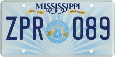 MS license plate ZPR089