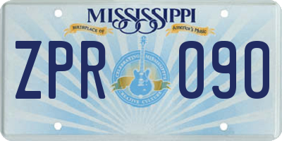 MS license plate ZPR090