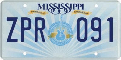 MS license plate ZPR091
