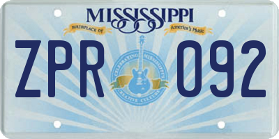 MS license plate ZPR092