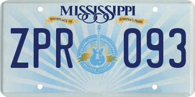 MS license plate ZPR093