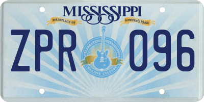 MS license plate ZPR096