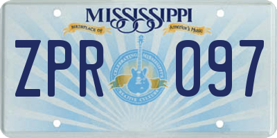 MS license plate ZPR097