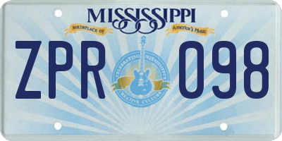 MS license plate ZPR098
