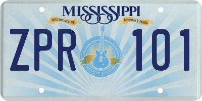 MS license plate ZPR101