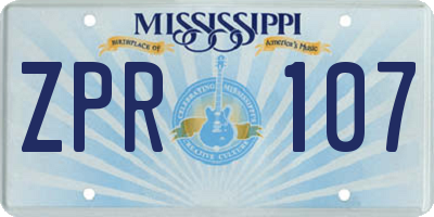 MS license plate ZPR107