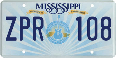 MS license plate ZPR108