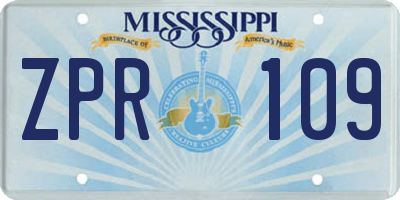 MS license plate ZPR109