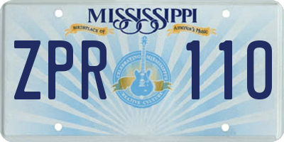 MS license plate ZPR110