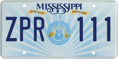 MS license plate ZPR111