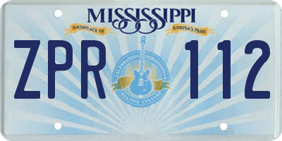 MS license plate ZPR112