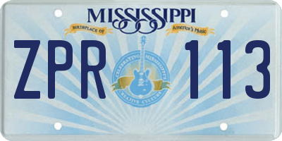MS license plate ZPR113