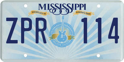 MS license plate ZPR114