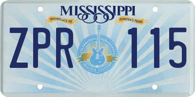 MS license plate ZPR115