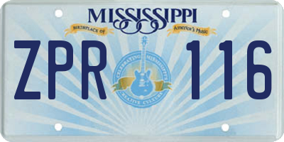 MS license plate ZPR116