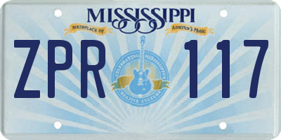 MS license plate ZPR117