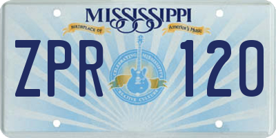 MS license plate ZPR120