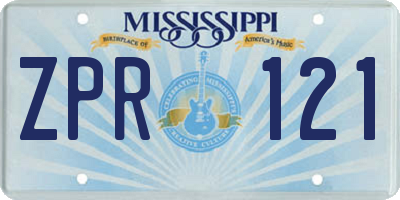 MS license plate ZPR121