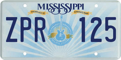 MS license plate ZPR125